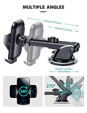 VICSEED Car Phone Mount, [Thick Case & Big Phones Friendly] Long Arm Suction Cup Phone Holder for Car Dashboard Windshield Air Vent Hands Free Clip Cell Phone Holder Compatible with All Mobile Phones