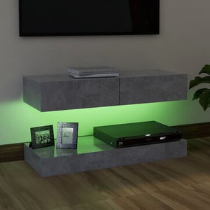 TV Cabinet with LED Lights Concrete Gray 35.4