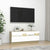 TV Cabinet with LED Lights White and Sonoma Oak 39.4