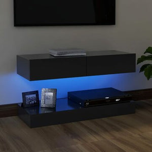 TV Cabinet with LED Lights Gray 35.4