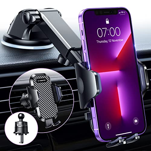 [Upgraded]VANMASS Car Phone Holder Mount, [Innovative 20X Stable Clip & Suction]Universal Cell Phone Holder Mount for Car Dashboard Windshield Air Vent Stand Compatible with All iPhone Andriod Samsung