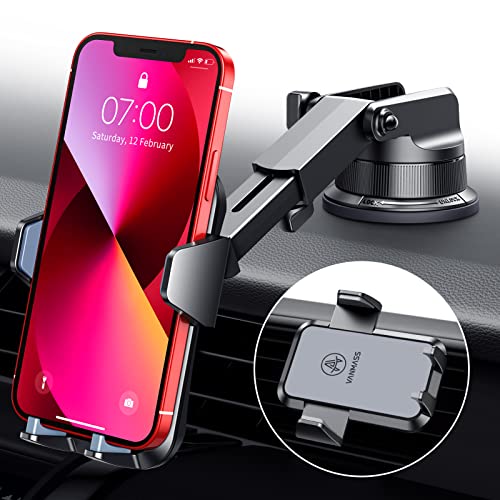 VANMASS Heavy Duty Car Phone Holder Mount【Big & Heavy Phones Friendly】 2022 Cell Phone Holder Car Dashboard Windshield Vent Compatible with iPhone 13 12 11 Pro Max X 8, Galaxy s20 Note 10 9