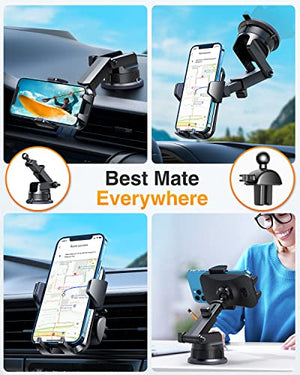 [2022 Upgraded] VANMASS Car Dashboard Phone Holder Mount [Super Suction Cup] Compatible for iPhone 13 Pro Max 12 11 X Xr Xs 8 7 Plus Mini Se Universal Cell Phone Windshield Vent Handsfree Cradle Stand