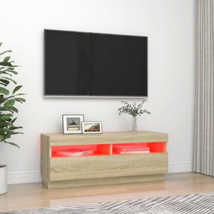 TV Cabinet with LED Lights Sonoma Oak 39.4