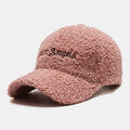 Men Newsboy Caps Lambswool Letter Embroidery Simple Warmth Baseball Cap for Women