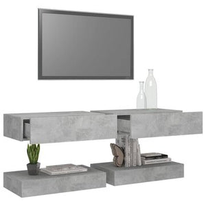 TV Cabinets with LED Lights 2 pcs Concrete Gray 23.6