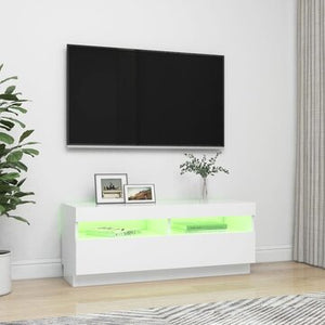 TV Cabinet with LED Lights White 39.4