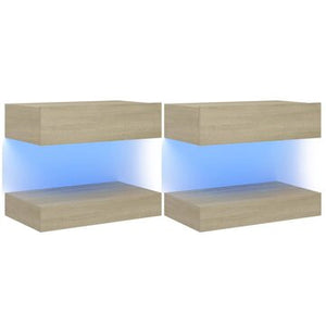 TV Cabinets with LED Lights 2 pcs Sonoma Oak 23.6