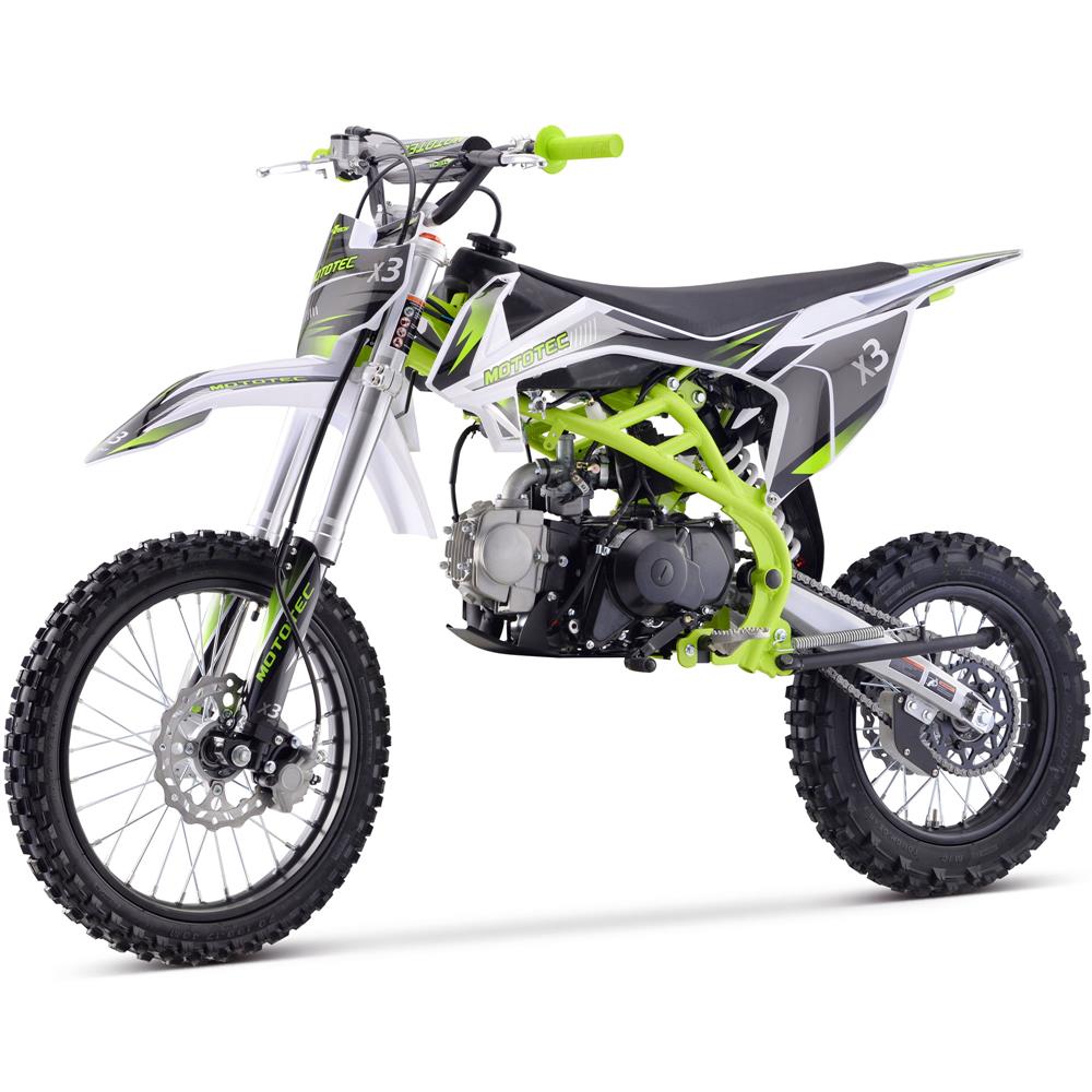 MotoTec X3 125cc 4-Stroke Gas Dirt Bike Green