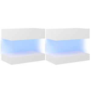 TV Cabinets with LED Lights 2 pcs White 23.6
