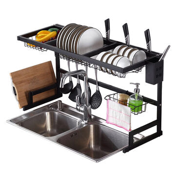 Sink Dish Drying Shelf Stainless Steel Cutlery Holder Drainer Rack Tool