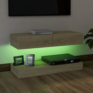 TV Cabinet with LED Lights Sonoma Oak 35.4