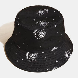 Unisex Cotton Sun And Moon Pattern Sunvisor Casual Fashion Couple Hat Bucket Hat